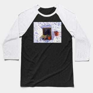 Old Window With Flower Pots Baseball T-Shirt